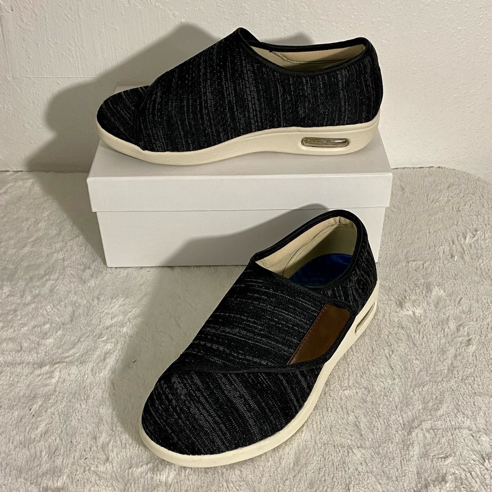 Youyun Diabetic Slip-On Walking Shoes Women’s Size 8 Heather Black Air Cushion